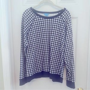 Navy & white gingham sweatshirt